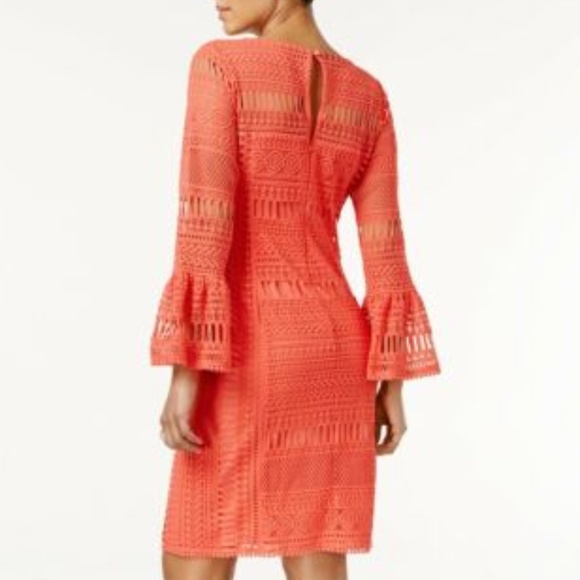 ALFANI CROCHET ILLUSION DRESS RED - Picture 3 of 6